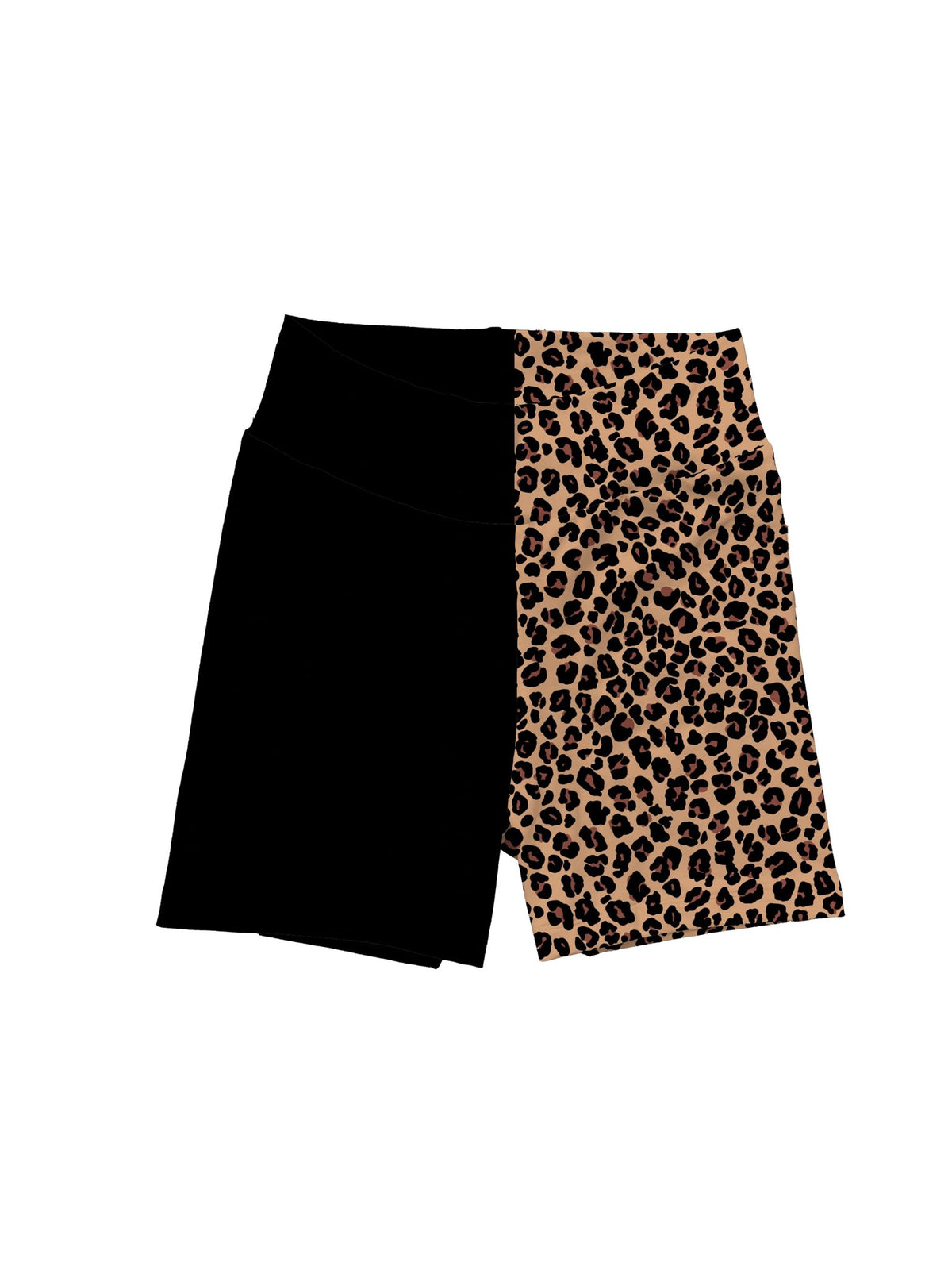 Ready to Ship! Kids + Adult: The Peggy Duo Split Animal Print + Black Bamboo Biker Shorts! Yoga Waistband!