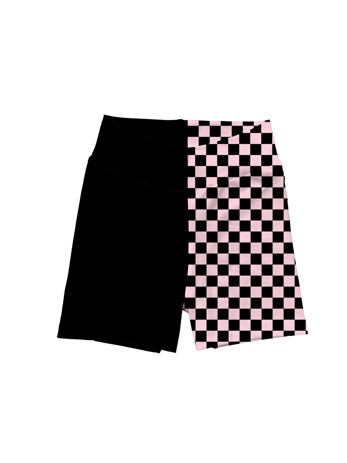 Ready to Ship - Kids + Adult: The Pink + black DUAL Colorblock Biker Shorts! Yoga Waistband Black + Pink Check!
