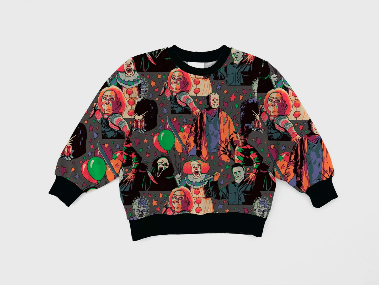 New! Kids + Adult 1980s Retro Horror friends oversized sweatshirts! Comfy terry blend! Unisex!
