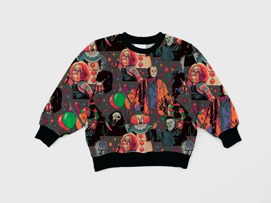 New! Kids + Adult 1980s Retro Horror friends oversized sweatshirts! Comfy terry blend! Unisex!