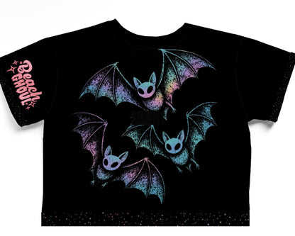 Kids + Adult-- Batty Beach Ghoul Stardust Oversized Boxy Shirt! Not Cropped! Pastel Goth