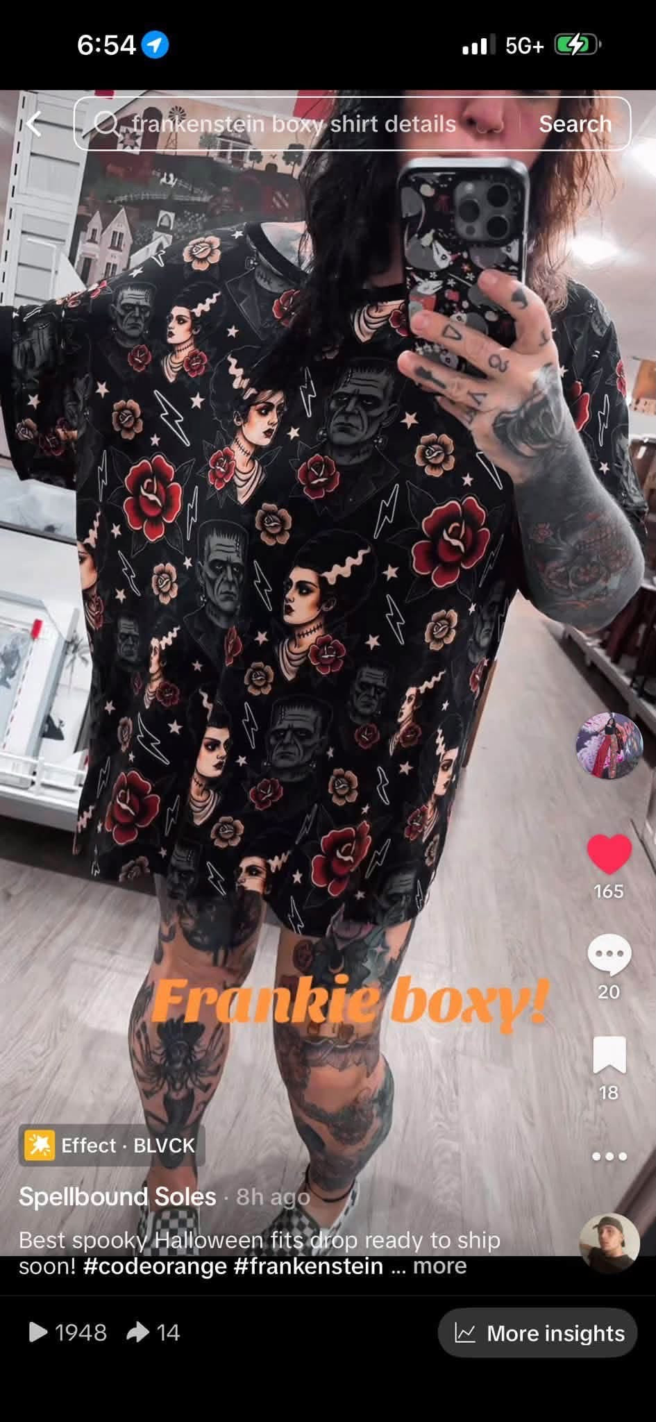 Tiktok Ready to Ship Kids + Adult-- Franken + Bride Tattoo Style Oversized Boxy TShirt! Universal Monsterscore Horror Nights!