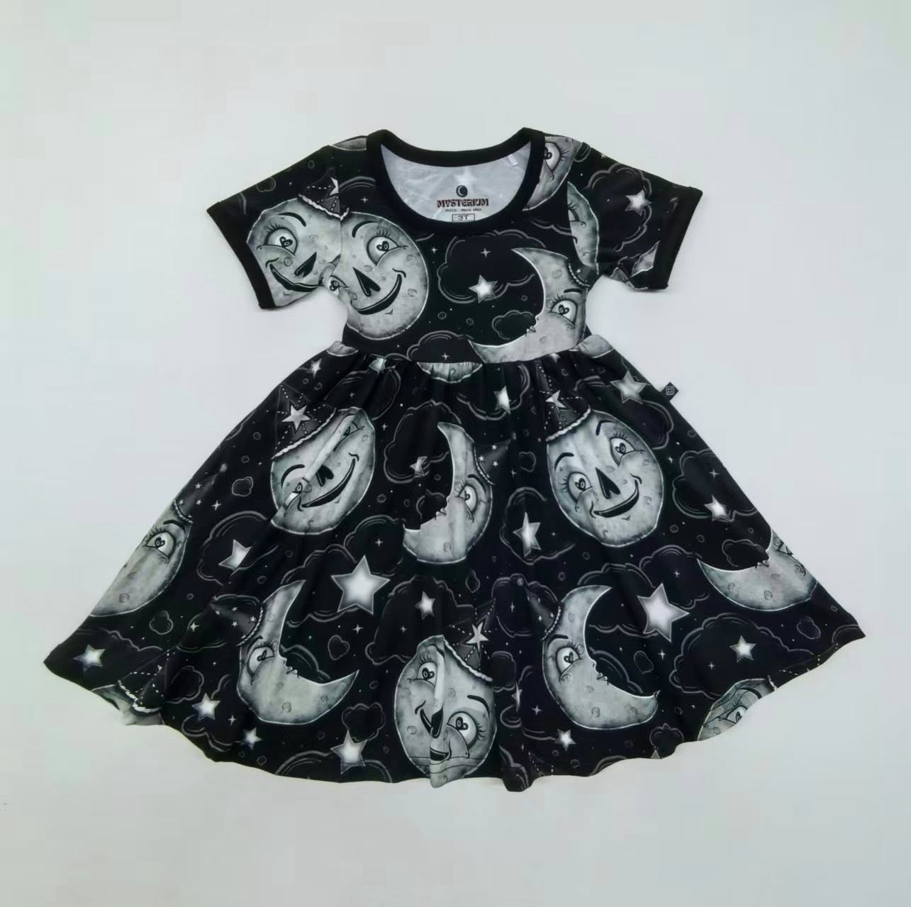 Kids Spooky Meal Retrocore 90s Ghoul Happy Mean Bamboo twirl dress!