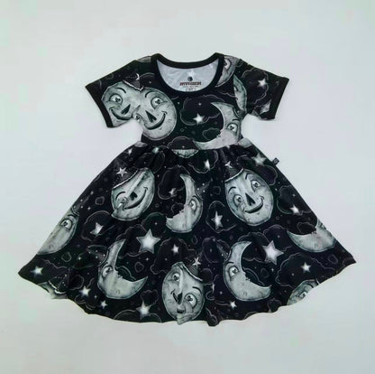 Kids Spooky Meal Retrocore 90s Ghoul Happy Mean Bamboo twirl dress!