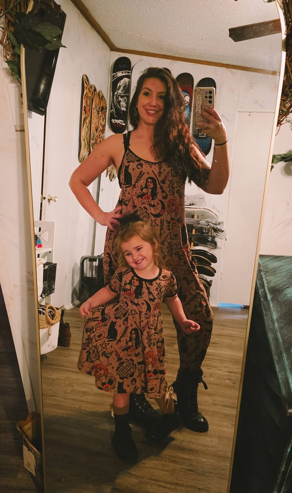 Ready to ship- Witchy Kids and Adult Bamboo Witchy Twirl Dress! Characters + Magical!