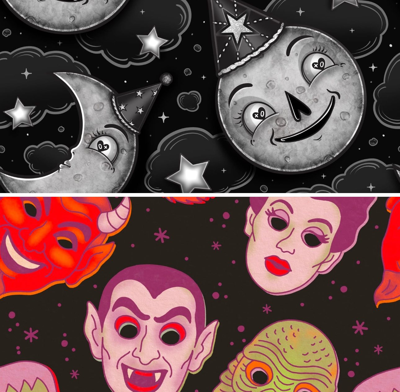 Ready to ship- Kids + Adult The 80s Masks Spooky Bamboo Overalls!  Bride of Frank! Vintage Spooky VIbes!