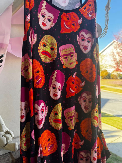 Ready to ship- Kids + Adult The 80s Masks Spooky Bamboo Overalls!  Bride of Frank! Vintage Spooky VIbes!
