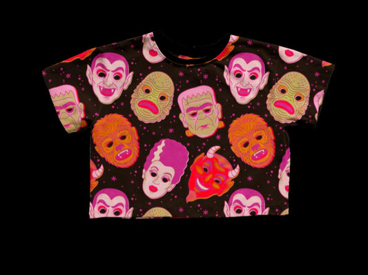 Ready to ship- The 80s Masks Spooky Bamboo Oversized Boxy Shirt! Not Cropped! Spooky Swim Cover!
