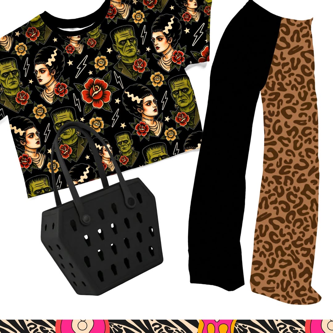 KIDS:  Animal Print + Solid Black Retrocore Wide Leg Pants! Bamboo + Comfy!