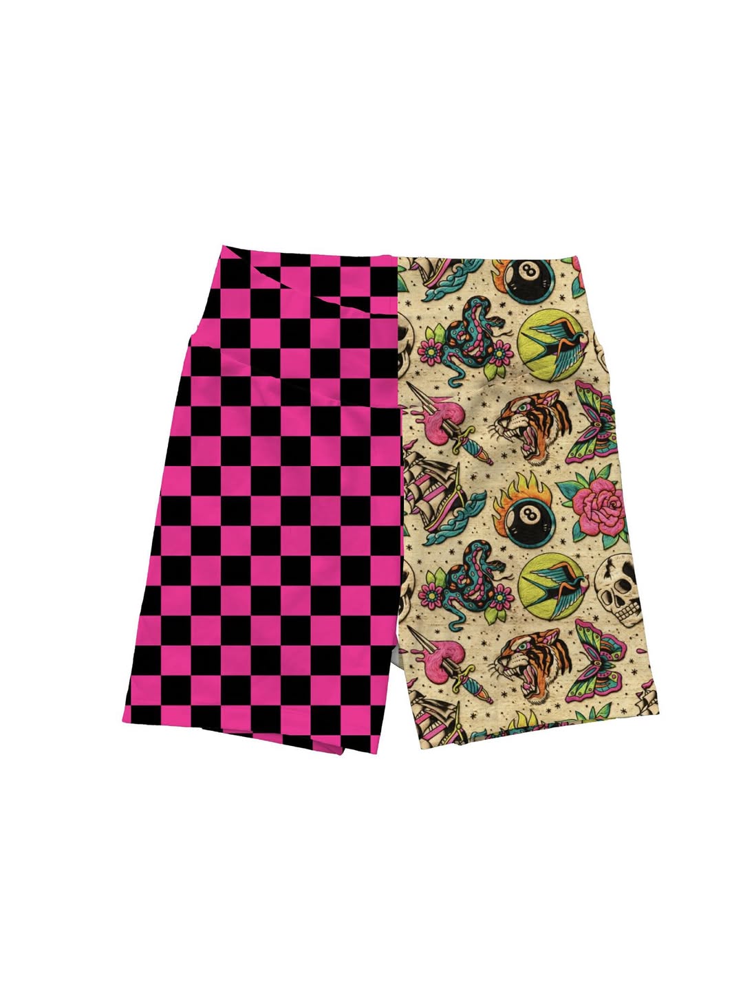 Adult: Traditional Tattoo Neon Summer Bikers + Pink Check Colorblock! Cozy + Comfy!