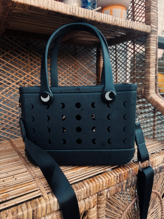 HALLOWEEN! Limited Edition NightSky + Moonphases BLACK Hag Bag! Witchy + Magical!  Crossbody Strap!