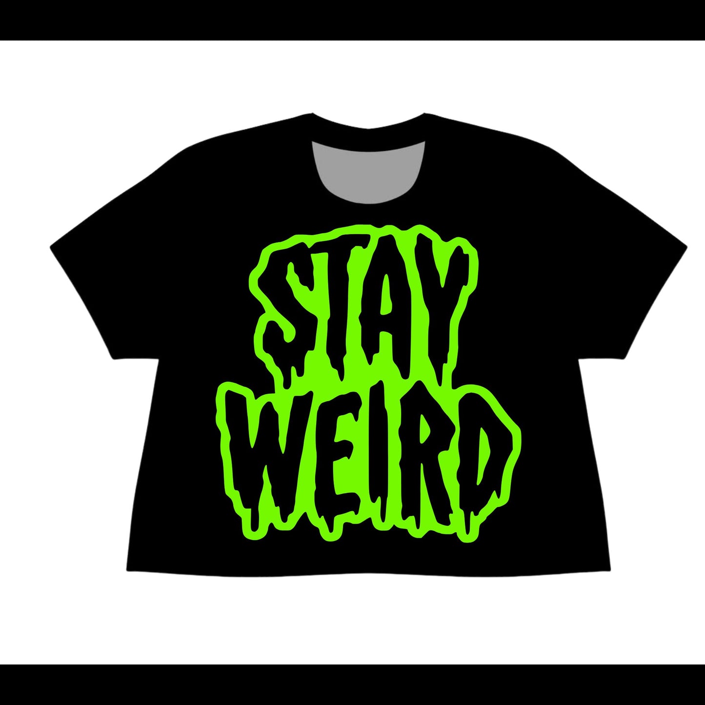 Kids + Adult-- Neon Green Stay Weird Bamboo Oversized Boxy Graphic Tshirt! NOT CROPPED