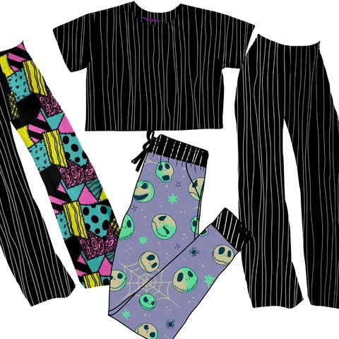 Adult:  Nightmare Jack Goth Ghoul Wide Leg Bamboo Pants! Thin Stripes! Perfect for Halloween Costume or Magic Mouse!