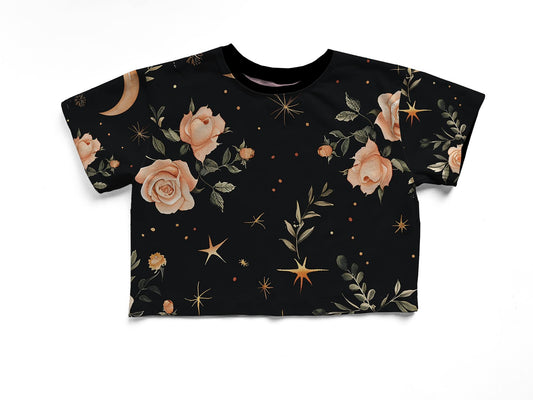 Adult - Mystic Floral BamBOO Boxy Shirt! Floral + Roses + Celestial Magic!