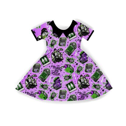 Kids + Adult--Beetle Strange + Unusual Spooky BamBOO Twirl Dress! Sandworm, Bat Collar!