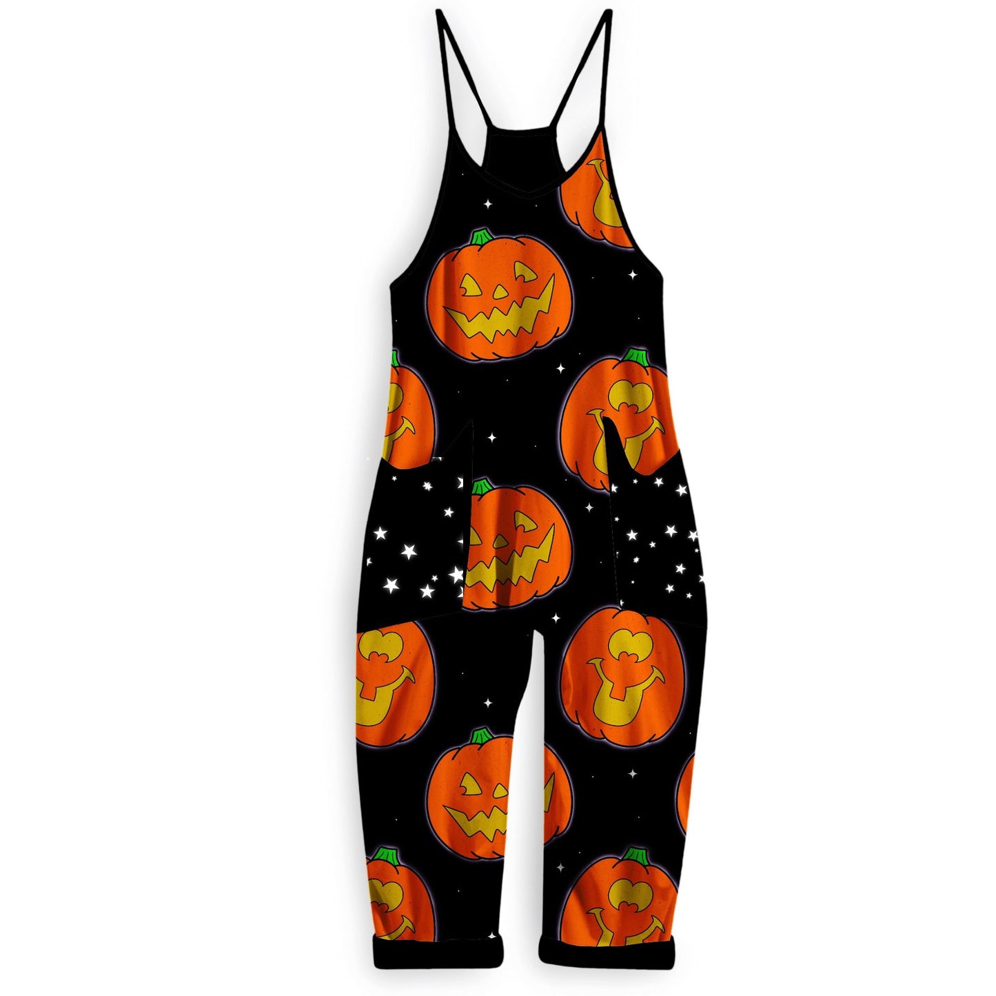 Kids+ Adult : 1990s Retro Halloween Pumpkin Sticker BamBOO Overalls! Cute Pumpkin Faces! Pumpkin Patch