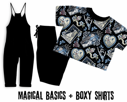 Ready to ship! Kids + Adult Corpse + Friends Undead Bride Oversized Soft Goth Bamboo Boxy tee. Flowy + Magical! Horror Nights!