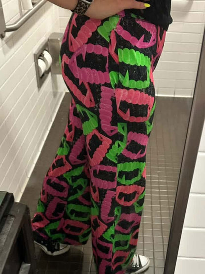 Adult: Goosybumps + Horrorland Spider Web Split Print Ghoulchella Pants! Wide Leg + 3 Inseams! Scary Stories!
