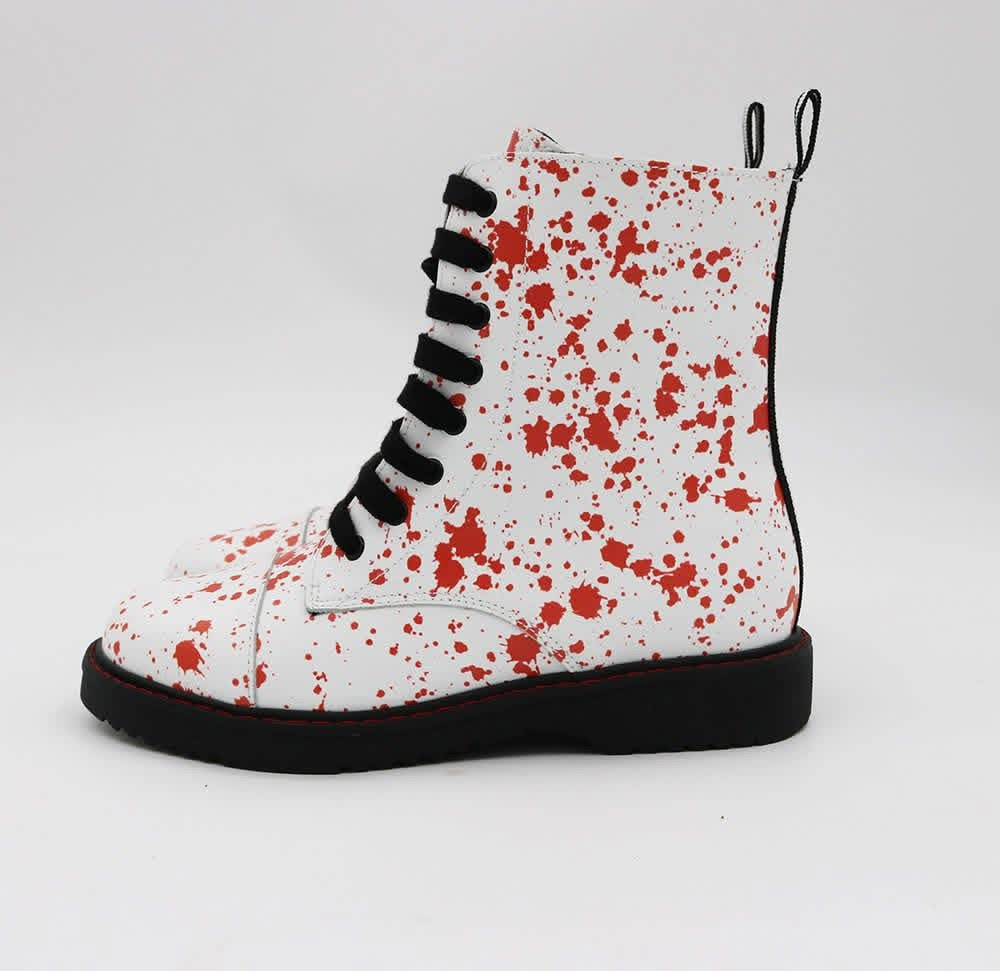 Ready to Ship! Blood Splatter 90s Horror Combats! Retro! Leather!