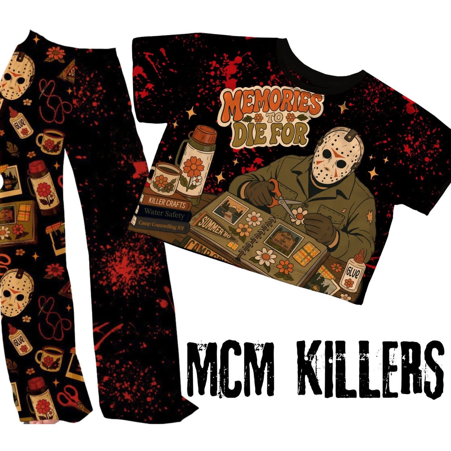 Adult Slasher Summer Memories are to Die For Jason Blood Splatter Retrocore Boxy Shirt! 1970s!