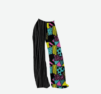 Adult:  Nightmare Dual Pattern Split Bamboo Ghoulchella Wide Leg Pants! Both Patterns! Halloween Magic!