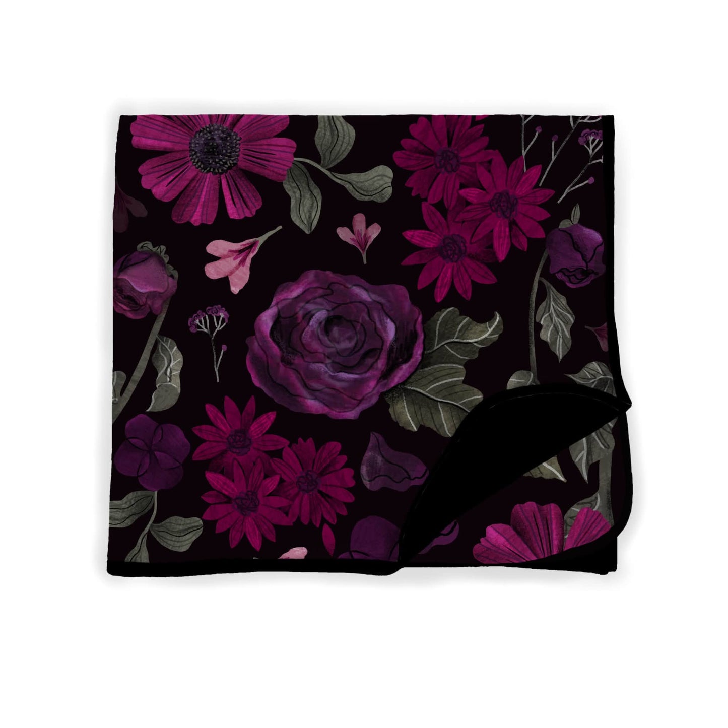 The 1990s Capsule Bamboo Moody Floral Quilted Blanket. Dried Flowers.