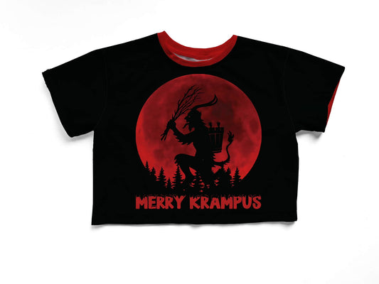 Adult + kids  - Merry Krampus Retro Ringer Gothic Christmas T