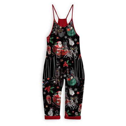 Adults + Kids Krampus + Kringle Goth Fam Bamboo Overalls! Naughty List! Christmas Night!