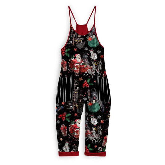 Adults + Kids Krampus + Kringle Goth Fam Bamboo Overalls! Naughty List! Christmas Night!