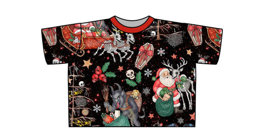 Adult -Krampus + Kringle Bamboo Boxy Shirt! Oversized! Matching Family Set print! Naughty List