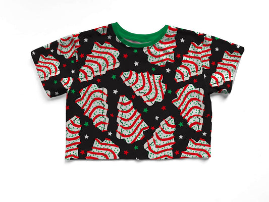 Adult + kids  -Christmas Tree Cakes Oversized Bamboo Boxy Shirt! Black + Magical!