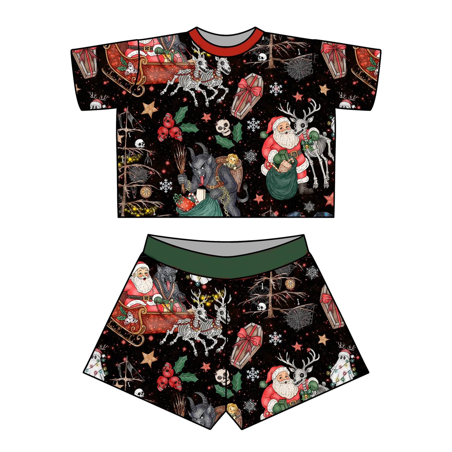 Adult Krampus + Kringle Flowy Boxer Shorts! Family Matching Jams. Naughty List!
