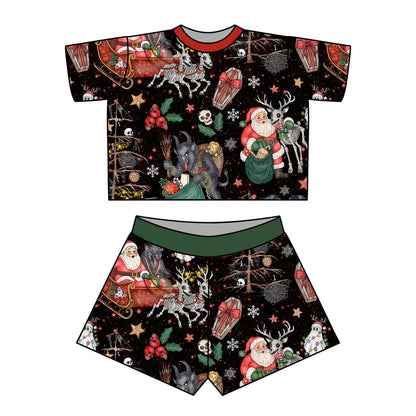 Adult Krampus + Kringle Flowy Boxer Shorts! Family Matching Jams. Naughty List!