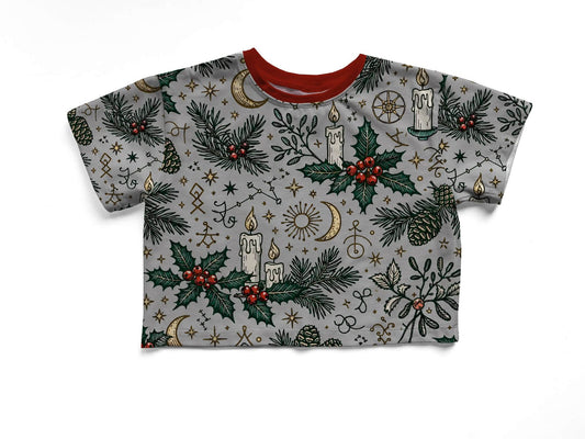 Adult + kids  -Yule Be Magical CHristmas Boxy Shirt + Runes + Botanical! Matching Family Celestial!