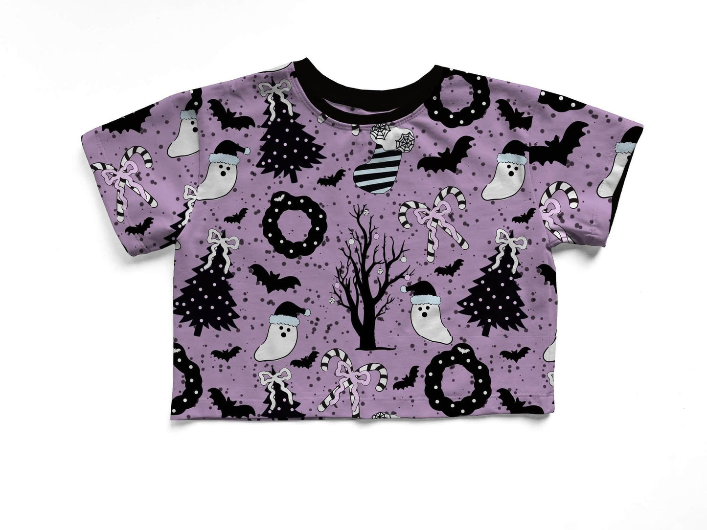 Adult + kids  - Christmas Spirits Purple Bamboo boxy Shirt! Spooky Christmas! Ghosties!