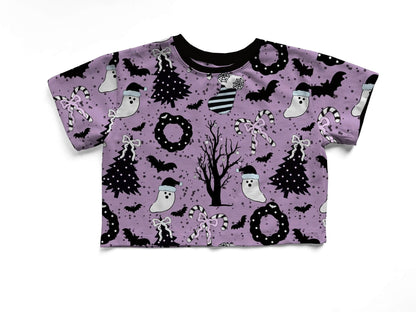 Adult + kids  - Christmas Spirits Purple Bamboo boxy Shirt! Spooky Christmas! Ghosties!