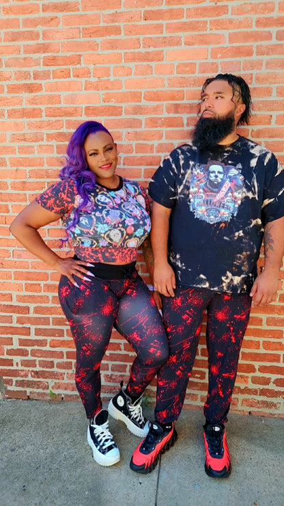 Ready to ship - The Slasher Minimal Spooky Black Blood Splatter Adult joggers! Perfect with all our prints!