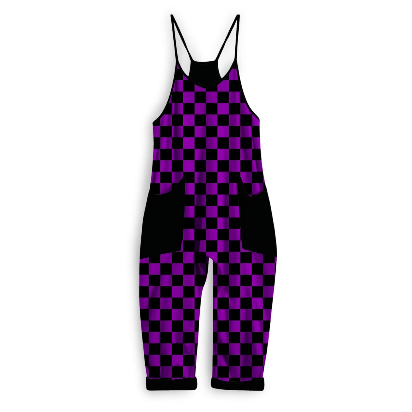 Adults + Kids Neon Purple Check Punk Overalls! Comfy Bamboo! Oversized