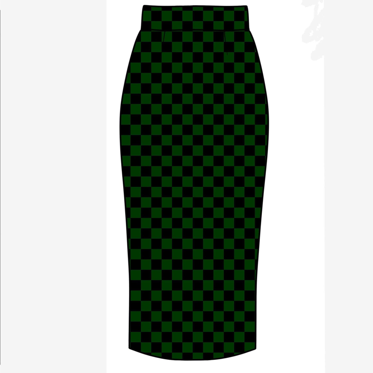 Adult-  NEW ITEM Forest Witchy Green +Black Check Midi Bamboo Skirt! Jewel Tones