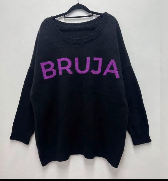 The  BRUJA Cozy Oversized Chunky Knit Black + Purple Sweater