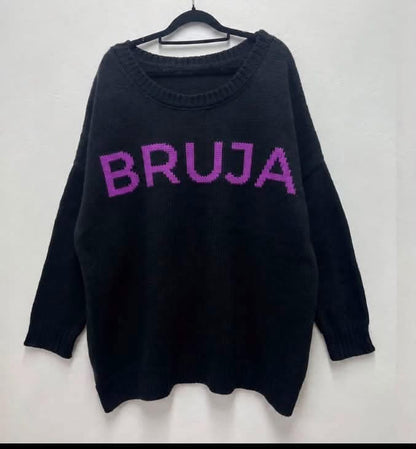The  BRUJA Cozy Oversized Chunky Knit Black + Purple Sweater
