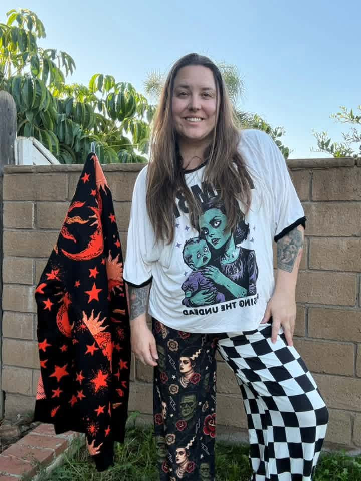 Adult: Goosybumps + Horrorland Spider Web Split Print Ghoulchella Pants! Wide Leg + 3 Inseams! Scary Stories!
