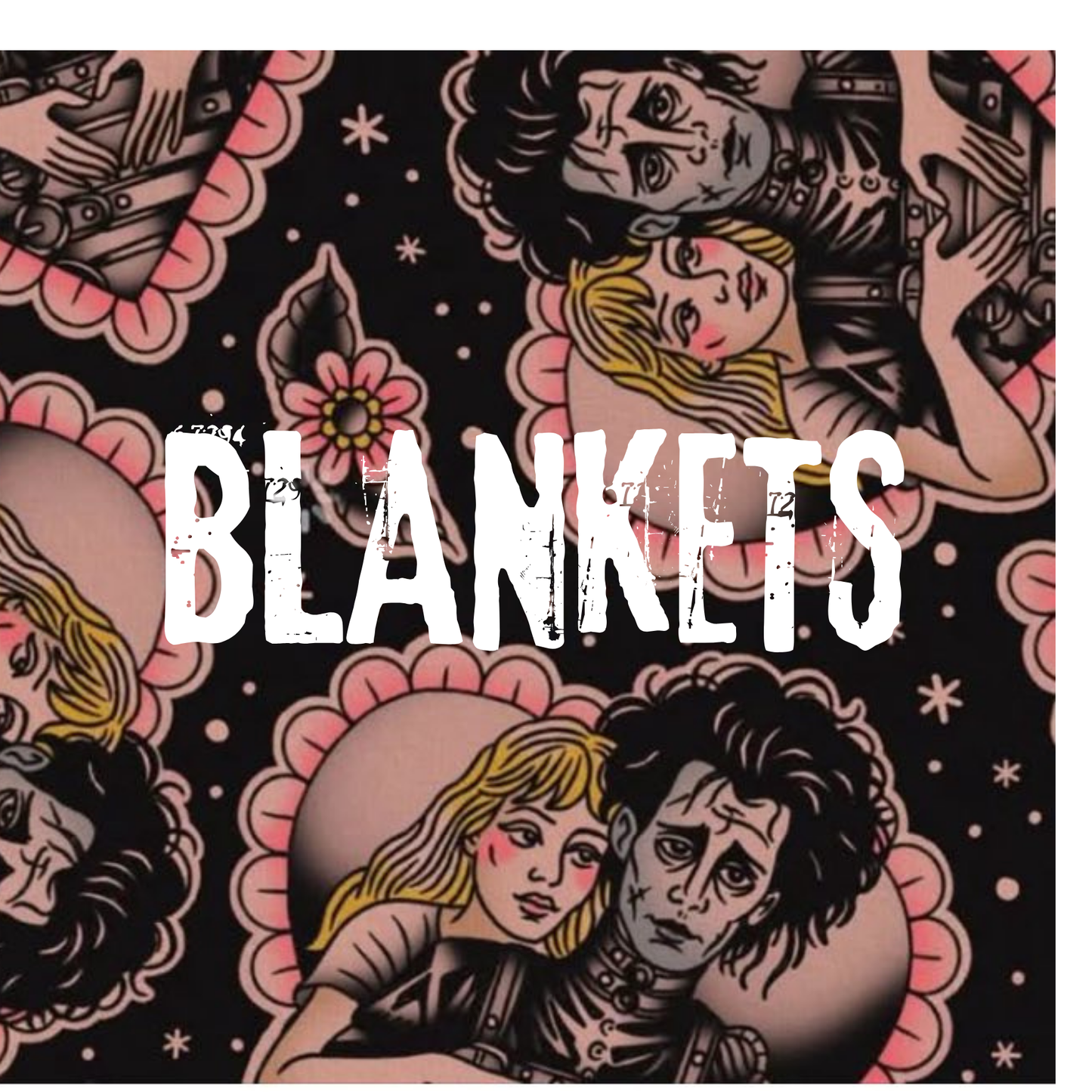 Ready to Ship -The Spooky Edward Goth Couple Bamboo Adult Blanket! Large size!
