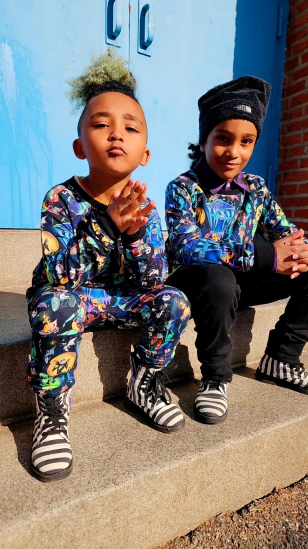 Ready to Ship -Kids Kpop Demon Two Piece French Terry Oversized Joggers + Crew Shirt Cozy Fall/Winter Set! PINK KPOP FRENCH TERRY