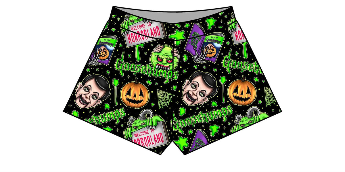 Adult Goosybumps Bamboo Boxer Shorts! Soft + comfy! Welcome to Horrorland! Pumpkins!