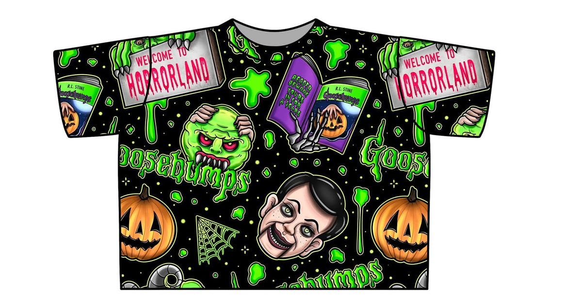 Adult- Goosybumps Bamboo Boxy Shirt! Oversized and Magical! Not Cropped! Welcome to Horrorland! Pumpkins!