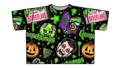 Adult- Goosybumps Bamboo Boxy Shirt! Oversized and Magical! Not Cropped! Welcome to Horrorland! Pumpkins!