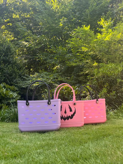 Pastel Goth Pink + Black Salem Pumpkin Hag Bag w/ Bat cut outs! Burton Shoulder Strap!