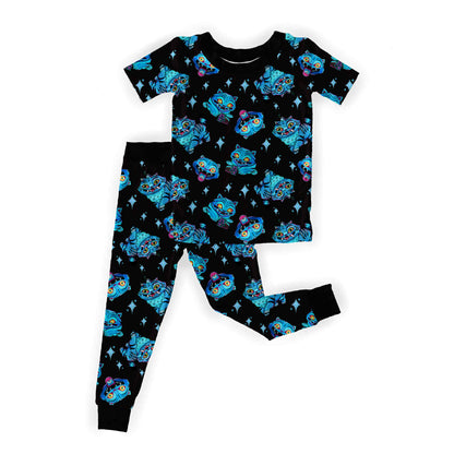 Kids: Two piece Derp Tiger Kpop black + blue two piece set! Doubles as daywear leggings!
