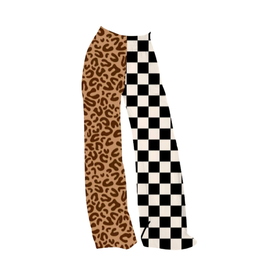 Adult: Y2k Animal Print + Check New Summercore basics Wide leg Pattern Mixing Bamboo Pants!
